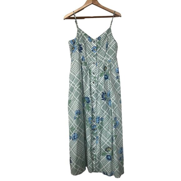 NWT ModCloth Light Green & Blue Floral Maxi Dress L - Picture 5 of 13